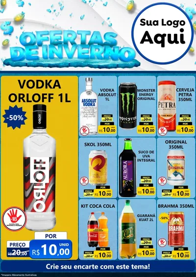 Modelo de Encarte para Encarte A4 Vertical com o tema Ofertas de Inverno para Distribuidora de bebidas