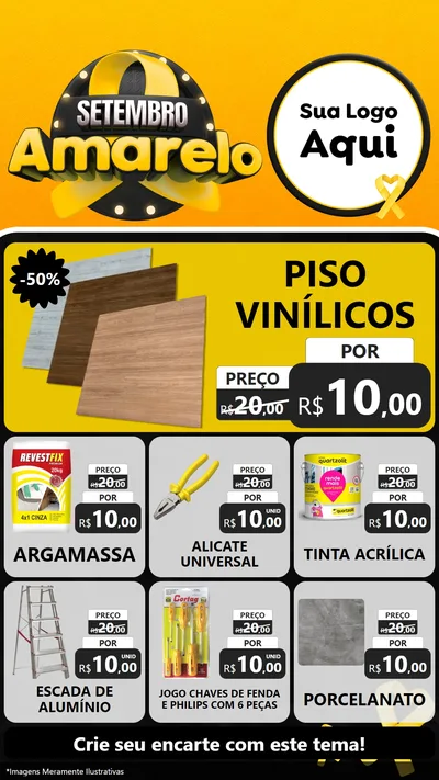 Modelo de Rede Social para Stories com o tema Setembro Amarelo para Material para Construção