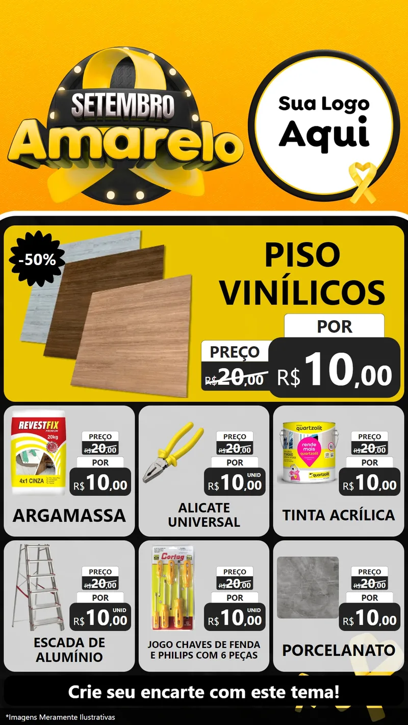 Modelo de Rede Social para Stories com o tema Setembro Amarelo para Material para Construção