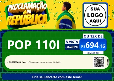 Modelo de Cartaz para Cartaz A4 Horizontal com o tema Proclamação da República para Concessionaria de Motos