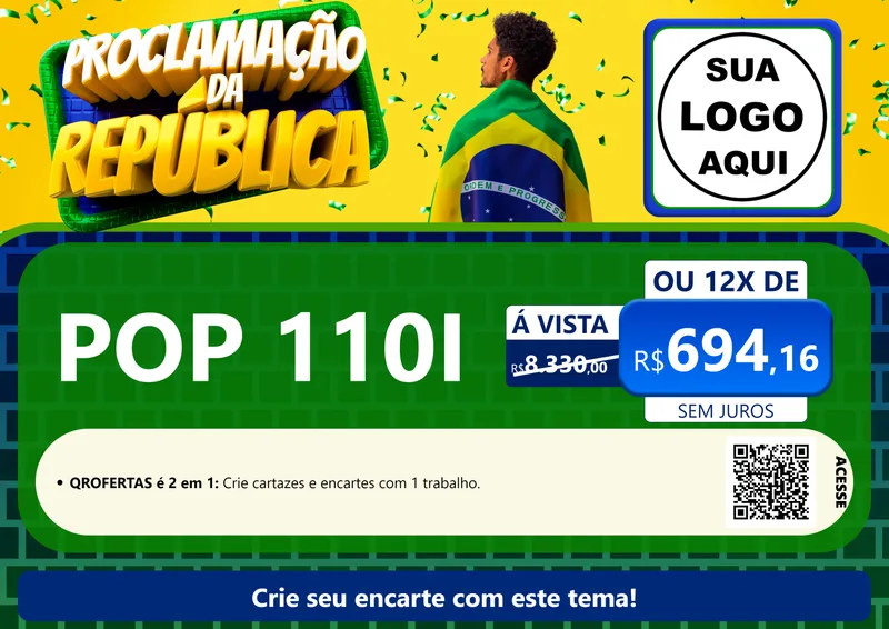 Modelo de Cartaz para Cartaz A4 Horizontal com o tema Proclamação da República para Concessionaria de Motos