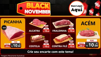 Modelo de TV para TV Horizontal com o tema Black November para Açougue