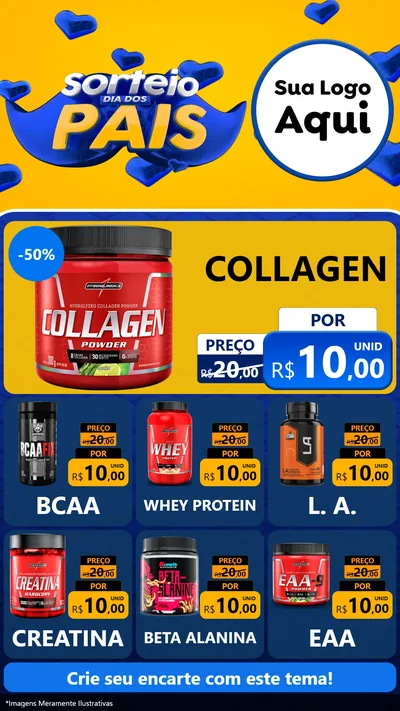 Modelo de Rede Social para Stories com o tema Sorteio Dia dos Pais para Suplementos alimentares