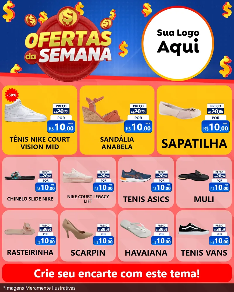 Modelo de Rede Social para Feed Instagram com o tema Ofertas Da Semana para Calçados