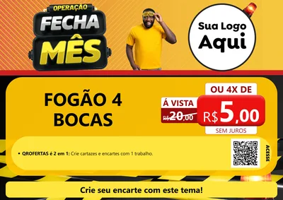 Modelo de Cartaz para Cartaz A4 Horizontal com o tema Operação Fecha Mês para Móveis e Eletro