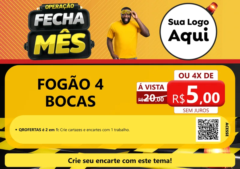 Modelo de Cartaz para Cartaz A4 Horizontal com o tema Operação Fecha Mês para Móveis e Eletro