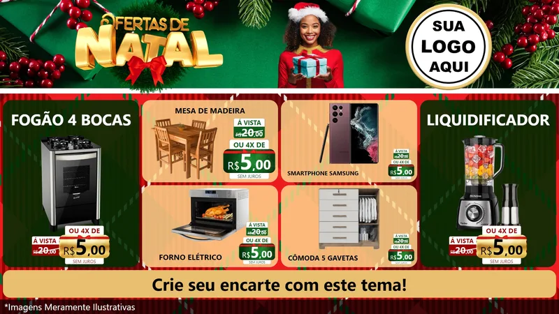 Modelo de TV para TV Horizontal com o tema Ofertas de Natal para Móveis e Eletro