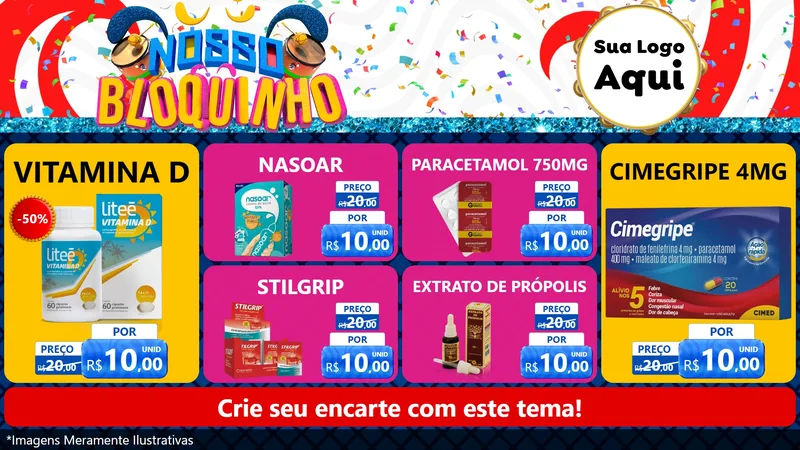 Modelo de TV para TV Horizontal com o tema Nosso Bloquinho para Farmácia