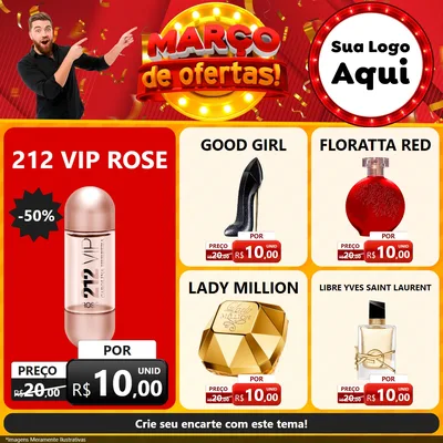 Modelo de Rede Social para Feed Facebook com o tema Março de Ofertas! para Perfumes