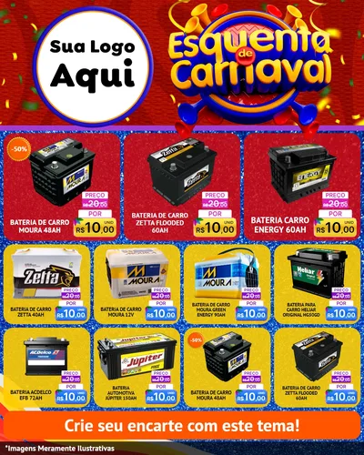 Modelo de Rede Social para Feed Instagram com o tema Esquenta de Carnaval para Baterias Elétricas