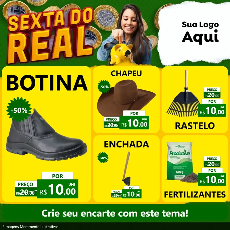 Modelo de Rede Social para Feed Facebook com o tema Sexta do Real para Agropecuária
