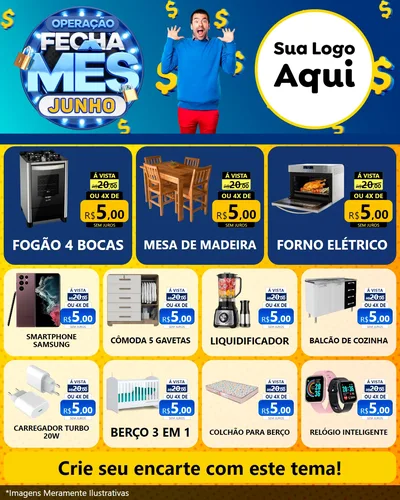 Modelo de Rede Social para Feed Instagram com o tema Operação Fecha Mês, Junho para Móveis e Eletro