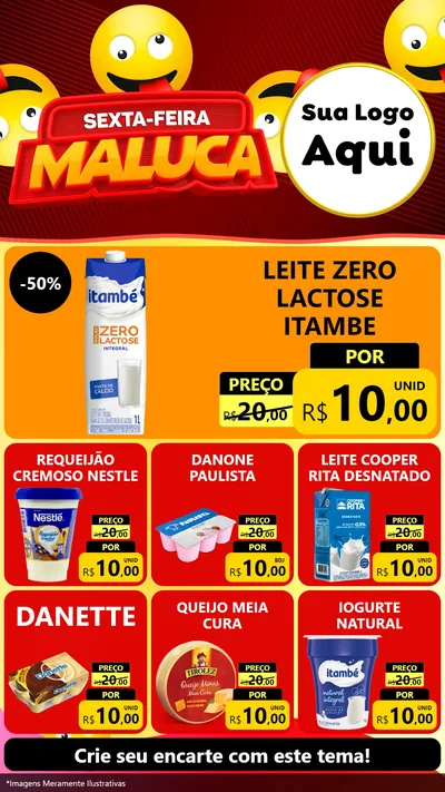 Modelo de Rede Social para Stories com o tema Sexta-feira Maluca para Frios e Laticínios