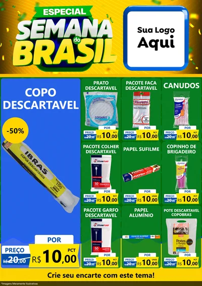 Modelo de Encarte para Encarte A4 Vertical com o tema Especial Semana do Brasil para Embalagens