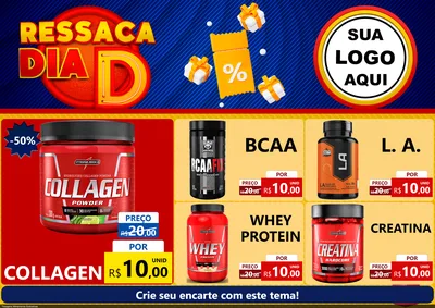 Modelo de Encarte para Encarte A4 Horizontal com o tema Ressaca Dia D para Suplementos alimentares