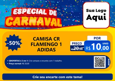 Modelo de Cartaz para Cartaz A4 Horizontal com o tema Especial de Carnaval para Roupas e acessórios
