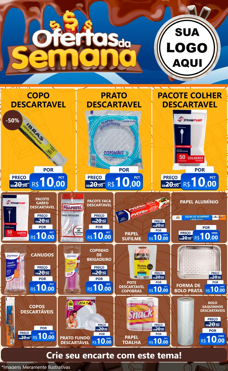 Modelo de Encarte para Encarte Grande com o tema Ofertas da Semana - Páscoa para Embalagens