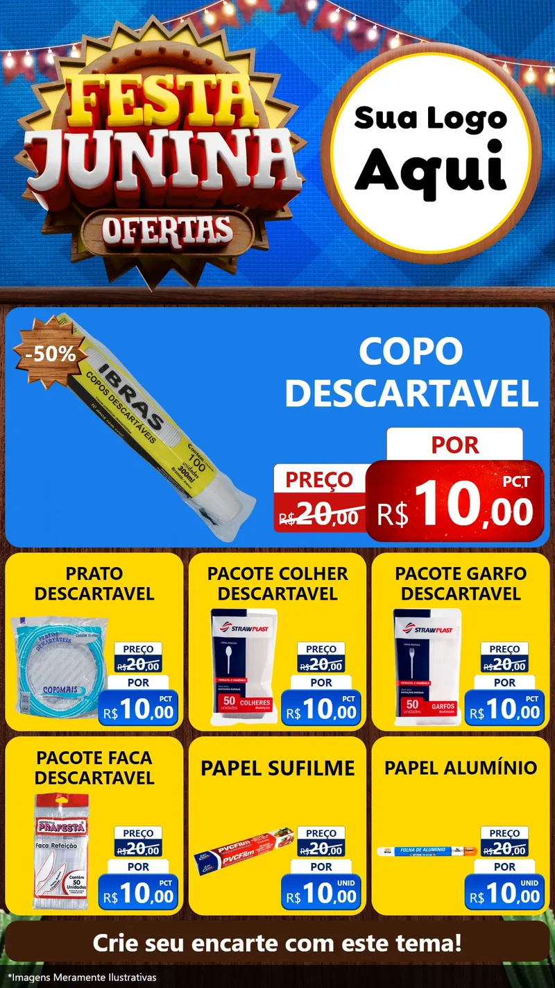 Modelo de Rede Social para Stories com o tema Festa Junina Ofertas para Embalagens
