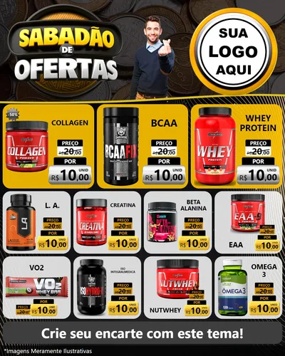 Modelo de Rede Social para Feed Instagram com o tema Sabadão de Ofertas para Suplementos alimentares