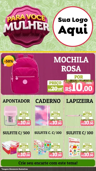 Modelo de Rede Social para Stories com o tema Para Você Mulher para Papelaria