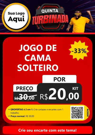 Modelo de Cartaz para Cartaz A4 Vertical com o tema Quinta Turbinada para Cama, Mesa e Banho