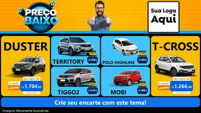 Modelo de TV para TV Horizontal com o tema Preço Baixo para Concessionaria de Carros