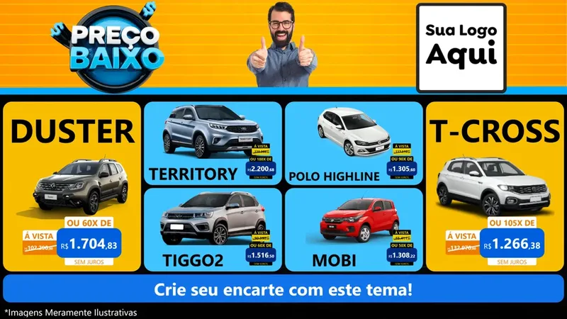Modelo de TV para TV Horizontal com o tema Preço Baixo para Concessionaria de Carros