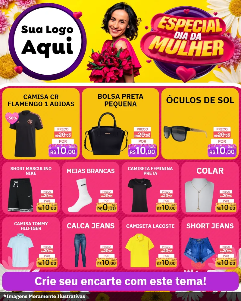 Modelo de Rede Social para Feed Instagram com o tema Especial Dia da Mulher para Roupas e acessórios