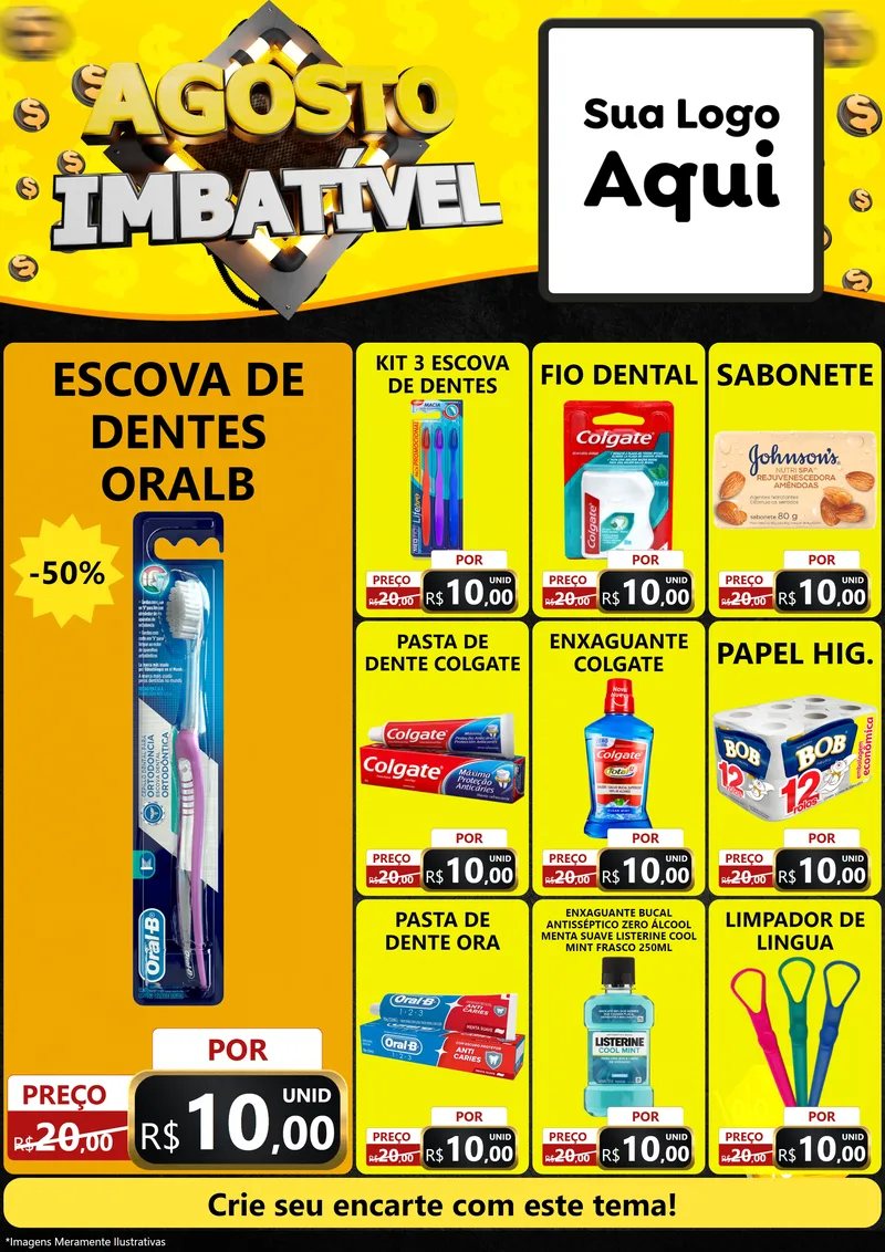 Modelo de Encarte para Encarte A4 Vertical com o tema Agosto Imbatível para Higiene Pessoal