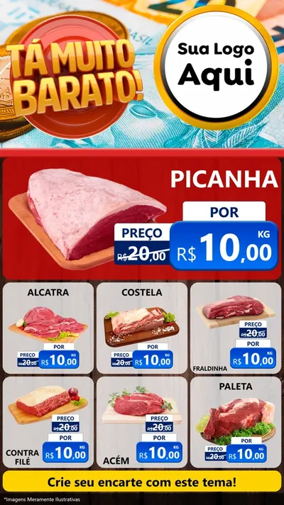 Modelo de Rede Social para Stories com o tema Está Muito Barato para Açougue