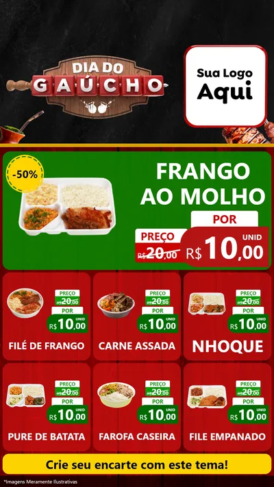Modelo de Rede Social para Stories com o tema Dia do Gaúcho para Restaurante