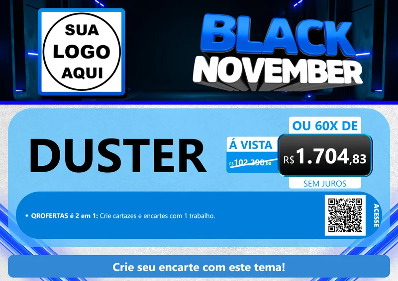 Modelo de Cartaz para Cartaz A4 Horizontal com o tema Black November para Concessionaria de Carros
