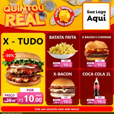 Modelo de Rede Social para Feed Facebook com o tema Quintou do Real para Hamburgueria