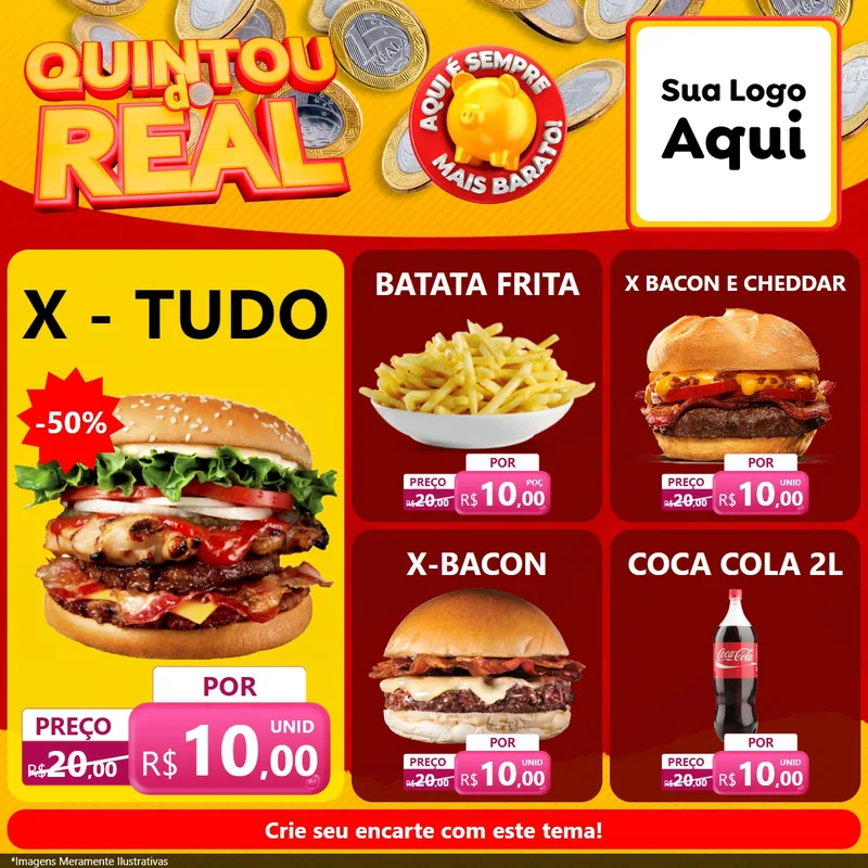 Modelo de Rede Social para Feed Facebook com o tema Quintou do Real para Hamburgueria