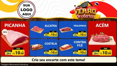 Modelo de TV para TV Horizontal com o tema Super Verão de Ofertas para Açougue