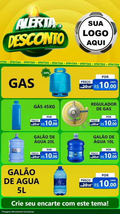Modelo de TV para TV Vertical com o tema Alerta de Desconto para Água e gás