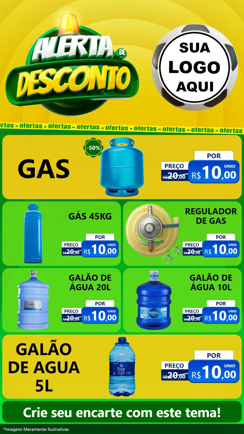 Modelo de TV para TV Vertical com o tema Alerta de Desconto para Água e gás