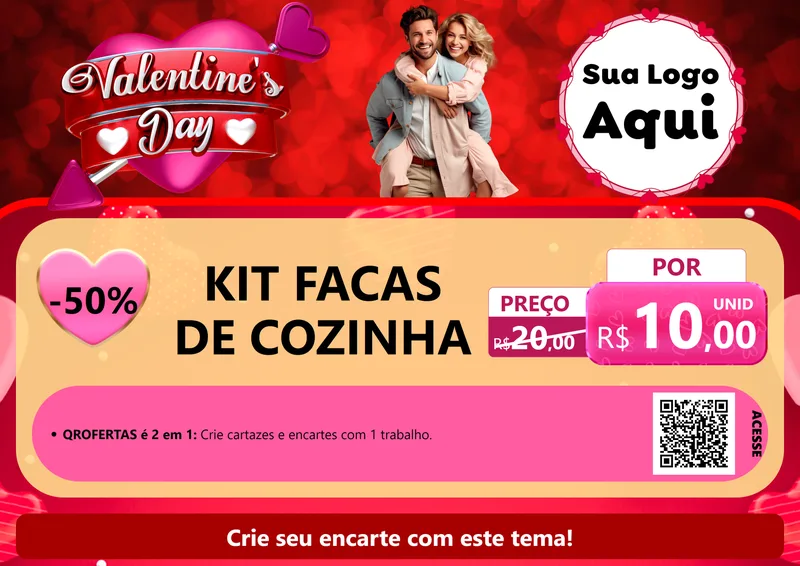 Modelo de Cartaz para Cartaz A4 Horizontal com o tema Valentine's Day para Utilidades Domésticas