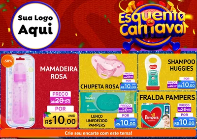 Modelo de Encarte para Encarte A4 Horizontal com o tema Esquenta de Carnaval para Bebês