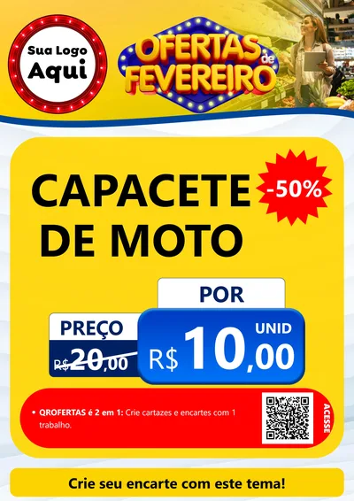 Modelo de Cartaz para Cartaz A4 Vertical com o tema Ofertas de Fevereiro para Moto peças