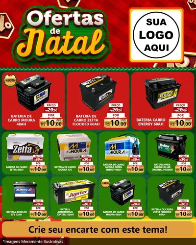 Modelo de Rede Social para Feed Instagram com o tema Ofertas de Natal para Baterias Elétricas