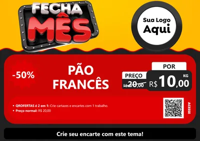 Modelo de Cartaz para Cartaz A4 Horizontal com o tema Fecha Mês para Padaria