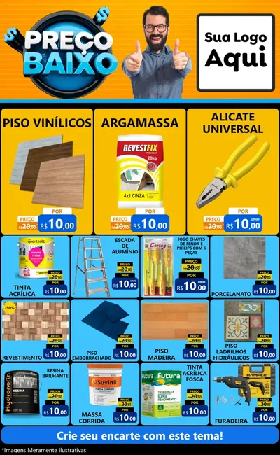 Modelo de Encarte para Encarte Grande com o tema Preço Baixo para Material para Construção