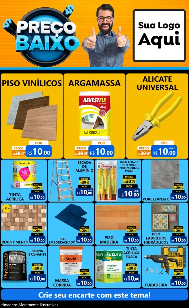 Modelo de Encarte para Encarte Grande com o tema Preço Baixo para Material para Construção