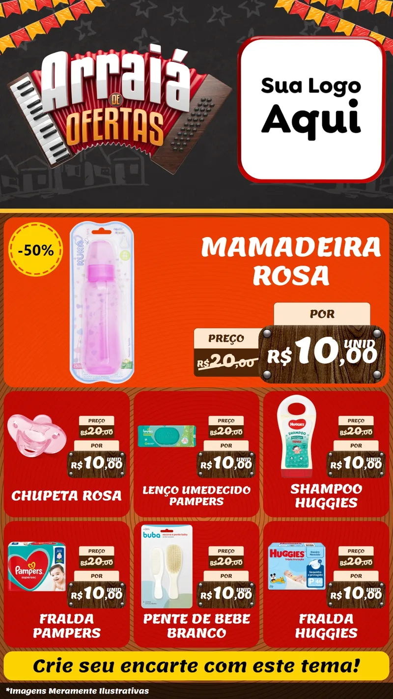 Modelo de Rede Social para Stories com o tema Arraiá de Ofertas - Junina para Bebês