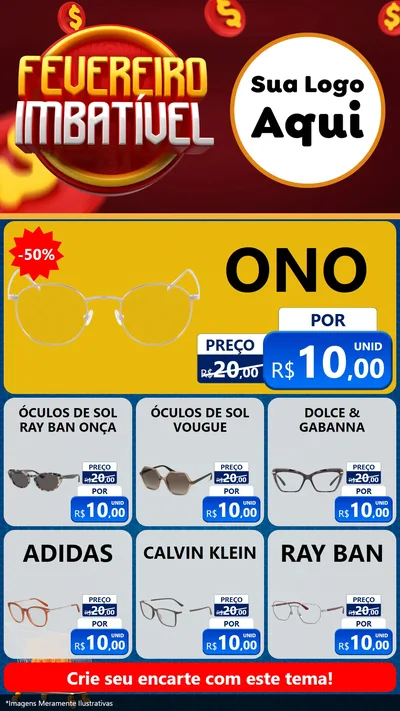 Modelo de Rede Social para Stories com o tema Fevereiro Imbatível para Óticas