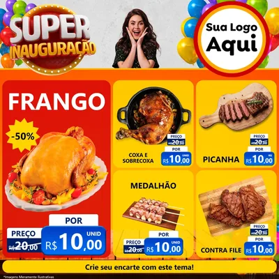 Modelo de Rede Social para Feed Facebook com o tema Super Inauguração para Assados