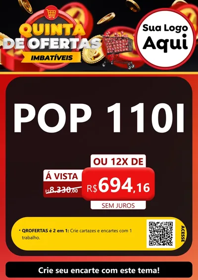 Modelo de Cartaz para Cartaz A4 Vertical com o tema Quinta de Ofertas Imbatíveis para Concessionaria de Motos