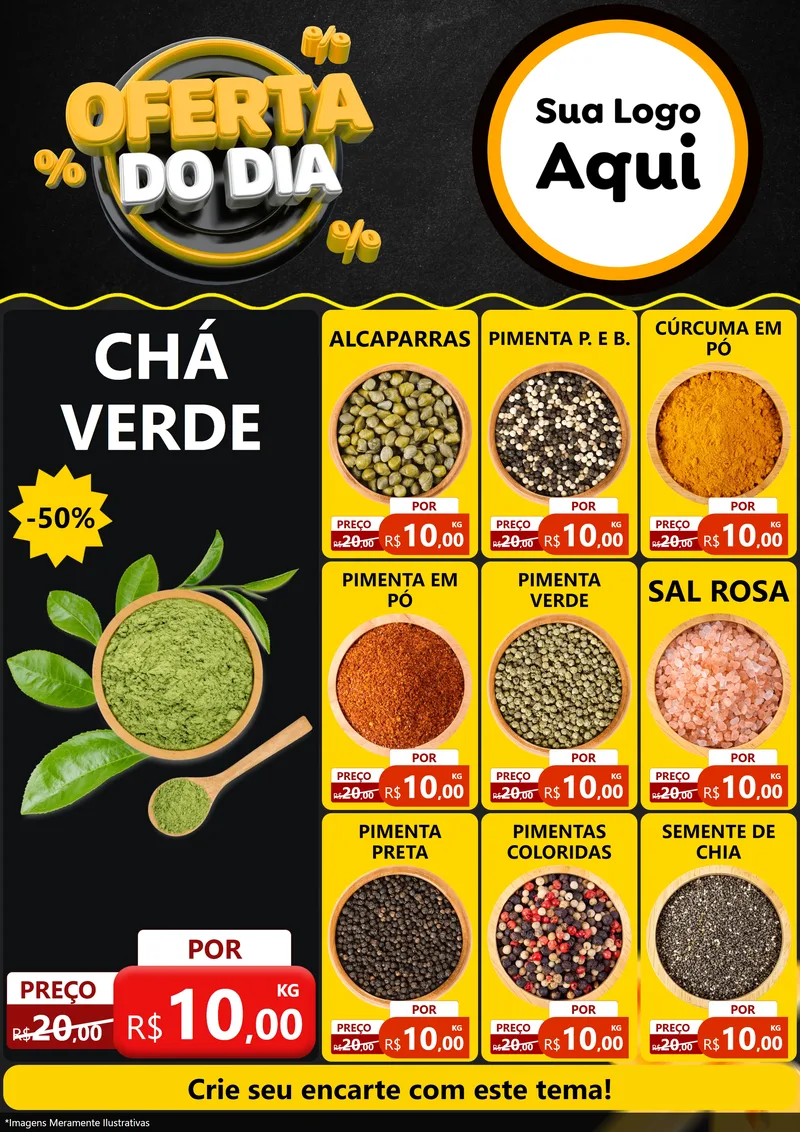 Modelo de Encarte para Encarte A4 Vertical com o tema Oferta Do Dia para Produtos Naturais