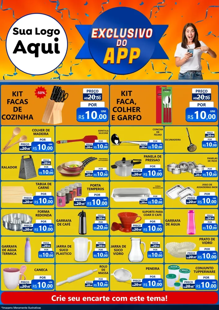Modelo de Encarte para Encarte A4 Vertical com o tema Exclusivo do Aplicativo para Utilidades Domésticas